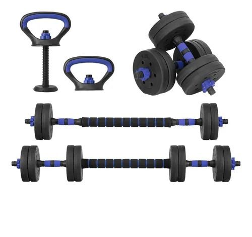 Kit Mancuernas 20KG 8 Discos +Manc. Rusa